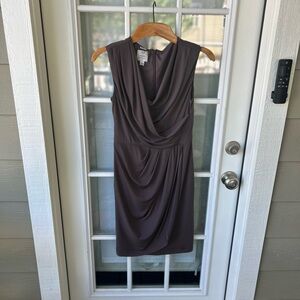 Purple ruched evening dress soft matte plum so 4 Suzi Chin for Maggy Boutique